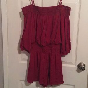 Romper shorts off shoulder with straps